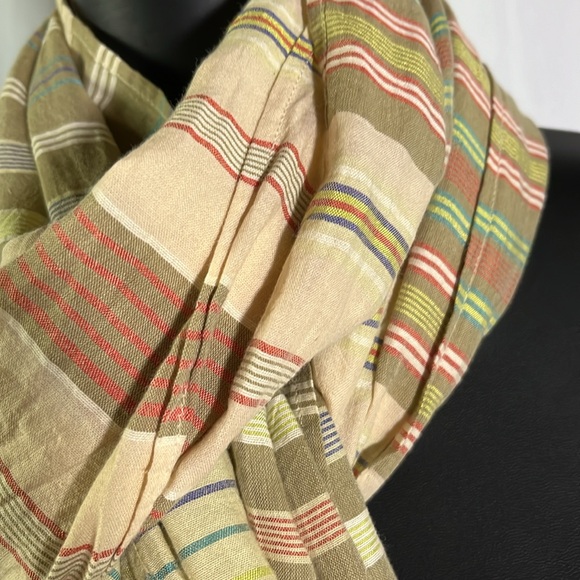 Gap Multicolor Striped Cotton Blend Lightweight Fringe Scarf - Picture 5 of 10